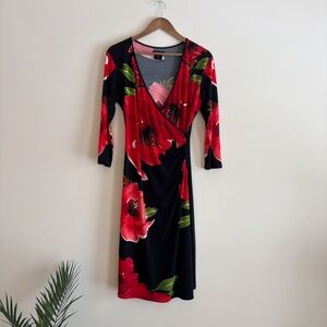 Eva Varro Poppy Floral Faux Wrap Dress Large